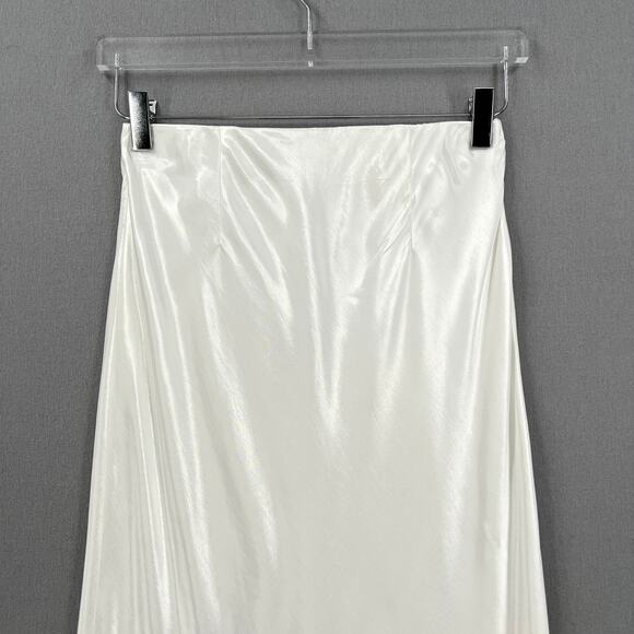 ENZA COSTA Satin Bias Cut Skirt Women XS Undyed White Midi Maxi Pull On Slip NEW - Picture 6 of 16
